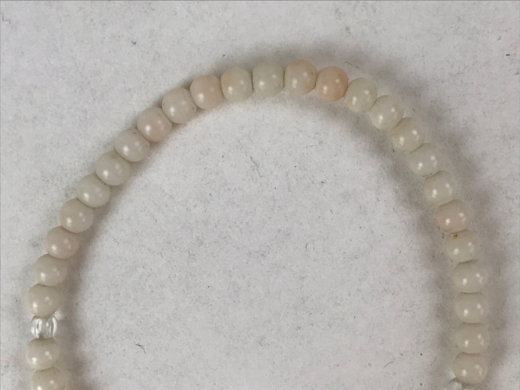 Japanese Buddhist Prayer Bracelet Vtg Rosary Juzu White Clear Beige Tassel JZ140