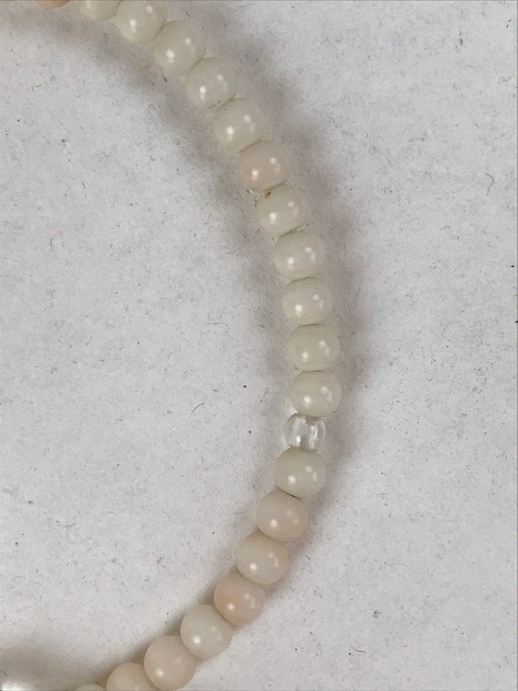 Japanese Buddhist Prayer Bracelet Vtg Rosary Juzu White Clear Beige Tassel JZ140