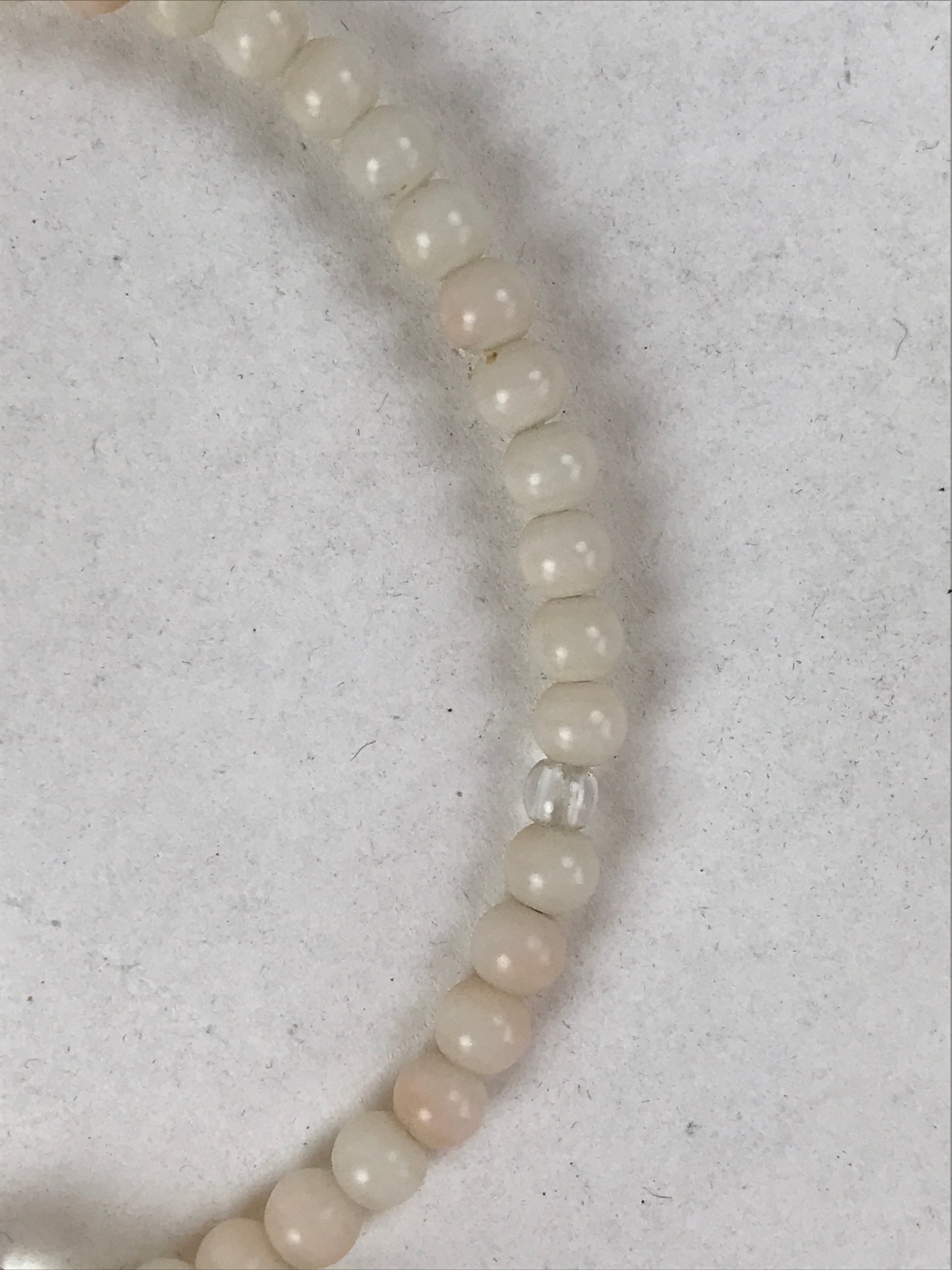 Japanese Buddhist Prayer Bracelet Vtg Rosary Juzu White Clear Beige Tassel JZ140