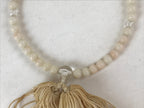 Japanese Buddhist Prayer Bracelet Vtg Rosary Juzu White Clear Beige Tassel JZ140
