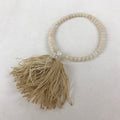Japanese Buddhist Prayer Bracelet Vtg Rosary Juzu White Clear Beige Tassel JZ140