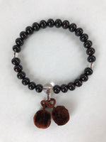 Japanese Buddhist Prayer Bracelet Vtg Rosary Juzu Wood Dark Brown Pompoms JZ141