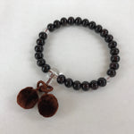 Japanese Buddhist Prayer Bracelet Vtg Rosary Juzu Wood Dark Brown Pompoms JZ141