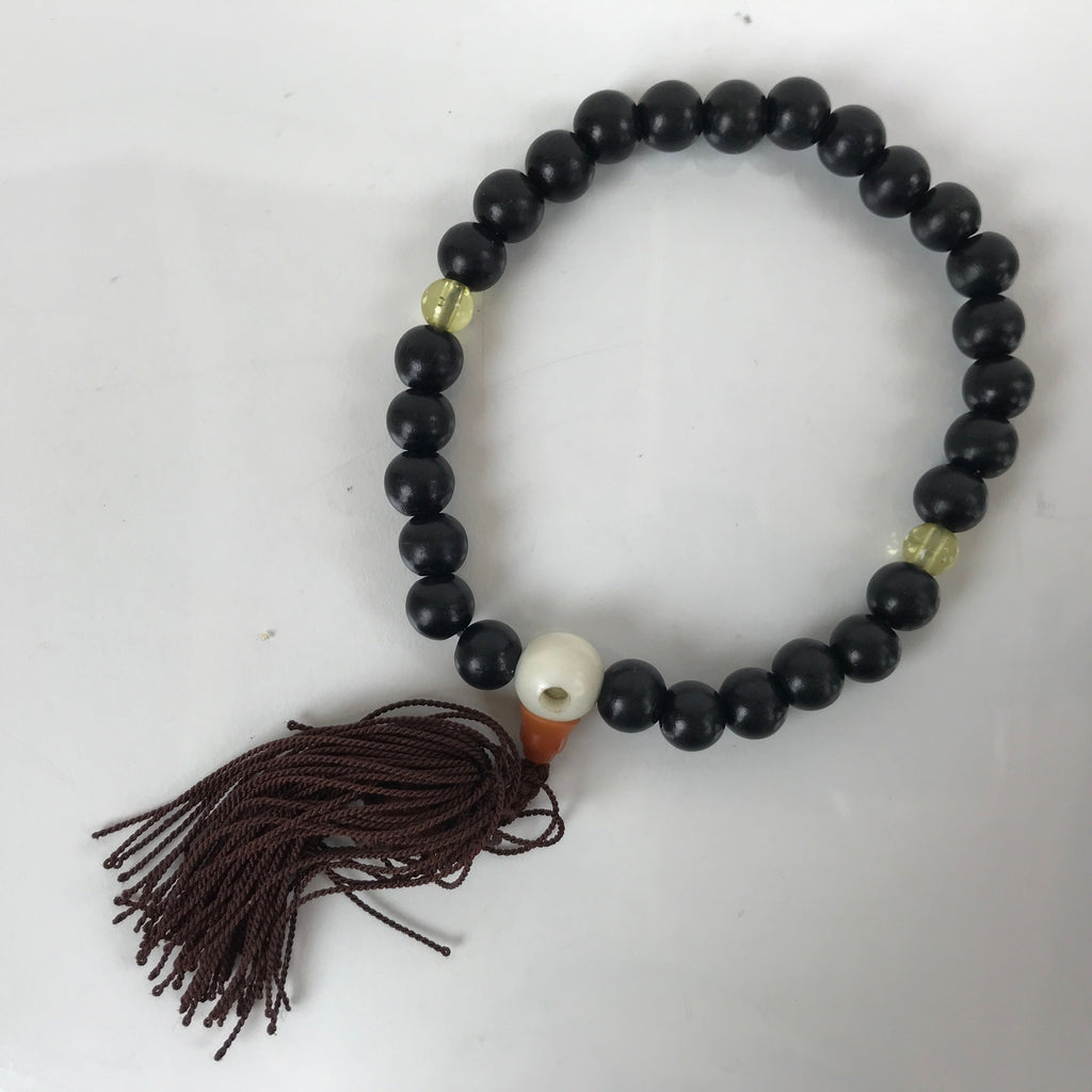 Japanese Buddhist Prayer Bracelet Vtg Rosary Juzu Wooden Beads Brown JZ158