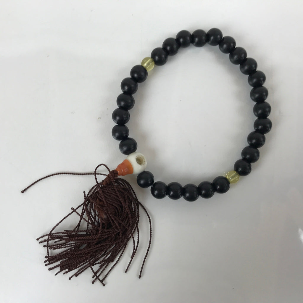 Japanese Buddhist Prayer Bracelet Vtg Rosary Juzu Wooden Beads Brown JZ158