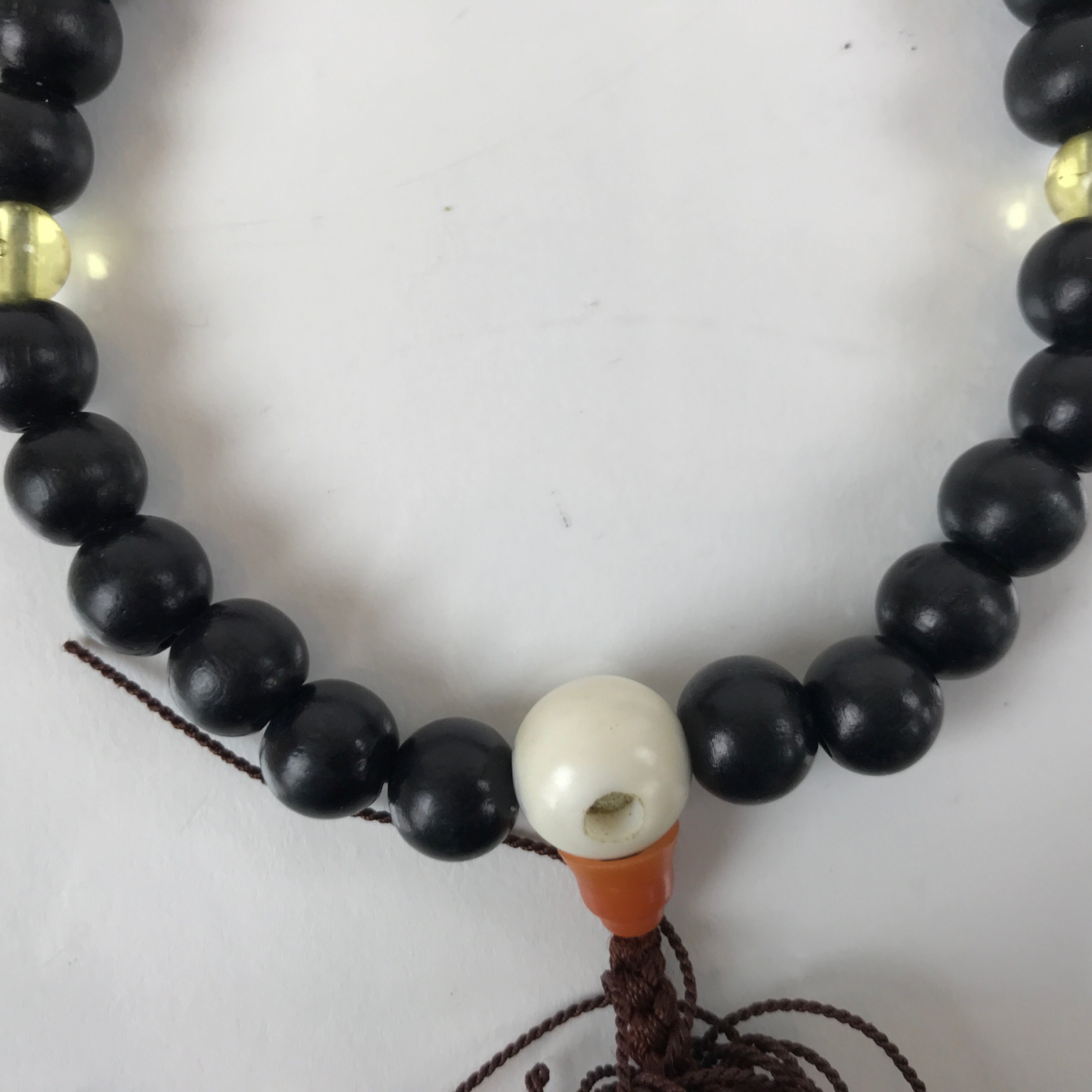 Japanese Buddhist Prayer Bracelet Vtg Rosary Juzu Wooden Beads Brown JZ158