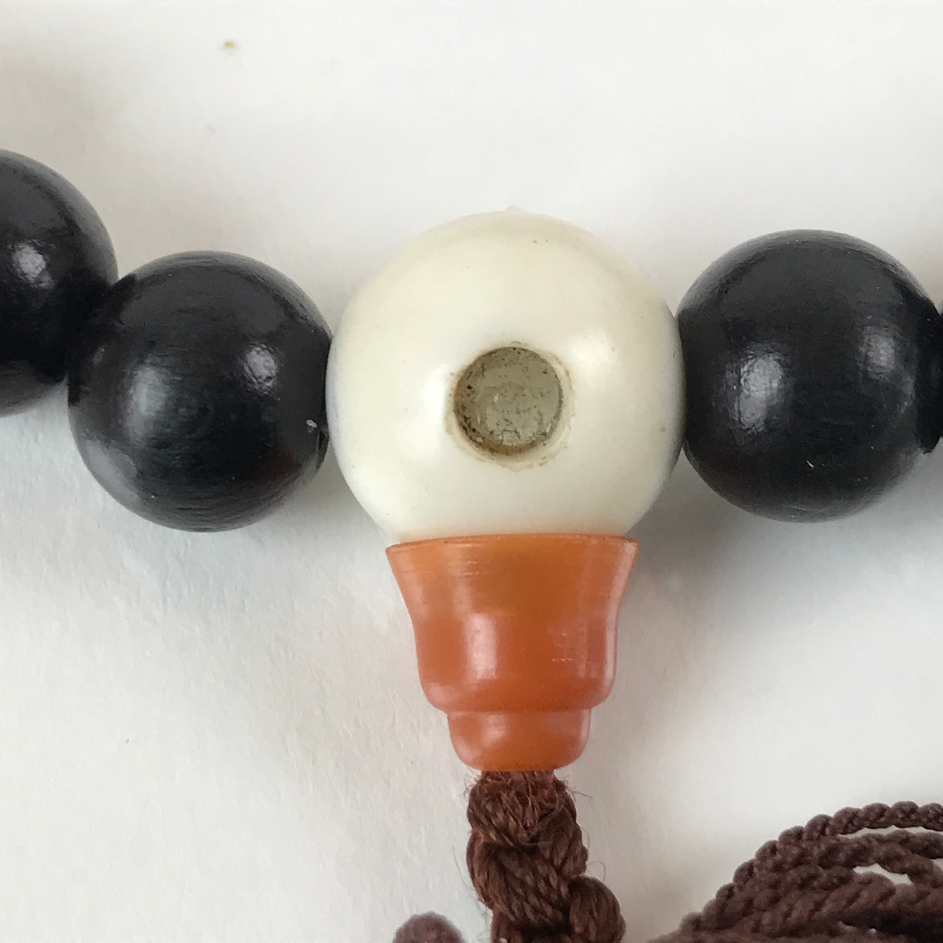 Japanese Buddhist Prayer Bracelet Vtg Rosary Juzu Wooden Beads Brown JZ158
