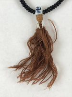 Japanese Buddhist Prayer Bracelet Vtg Rosary Kikoji Temple Black Orange JZ137