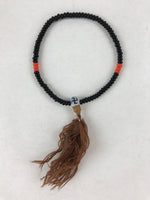 Japanese Buddhist Prayer Bracelet Vtg Rosary Kikoji Temple Black Orange JZ137
