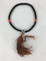 Japanese Buddhist Prayer Bracelet Vtg Rosary Kikoji Temple Black Orange JZ137