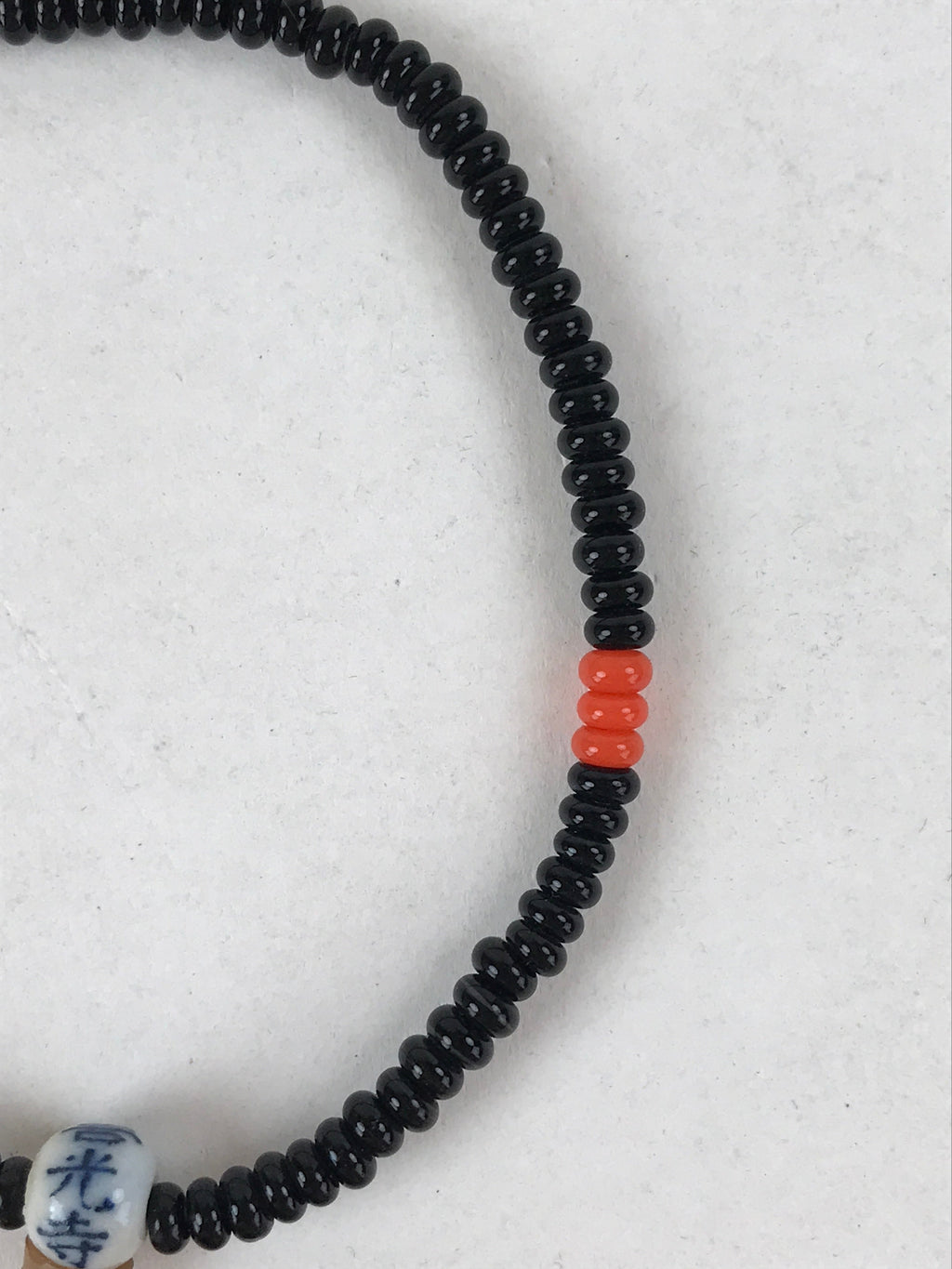 Japanese Buddhist Prayer Bracelet Vtg Rosary Kikoji Temple Black Orange JZ137