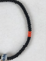 Japanese Buddhist Prayer Bracelet Vtg Rosary Kikoji Temple Black Orange JZ137