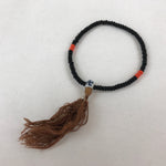 Japanese Buddhist Prayer Bracelet Vtg Rosary Kikoji Temple Black Orange JZ137