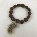 Japanese Buddhist Prayer Juzu Beads Fruit Kernel Vtg Rosary Bracelet Brown JZ126