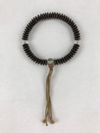 Japanese Buddhist Prayer Juzu Bracelet Vtg Rosary Flat Beads Dark Brown JZ128