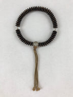 Japanese Buddhist Prayer Juzu Bracelet Vtg Rosary Flat Beads Dark Brown JZ128