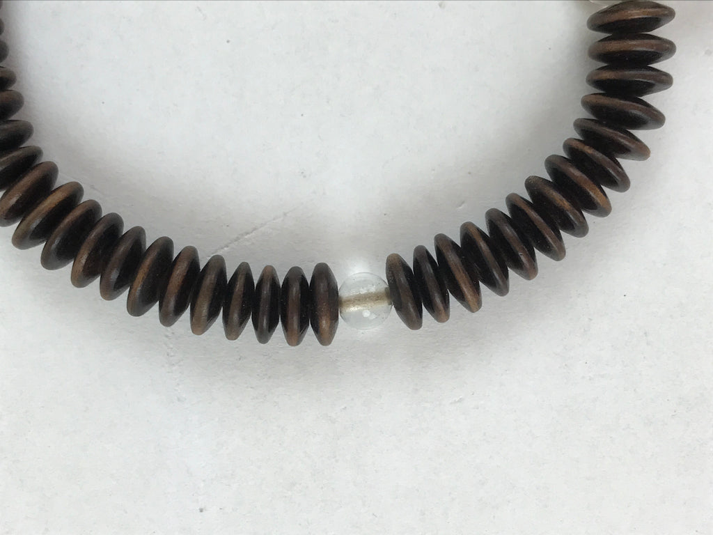Japanese Buddhist Prayer Juzu Bracelet Vtg Rosary Flat Beads Dark Brown JZ128