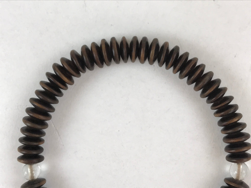 Japanese Buddhist Prayer Juzu Bracelet Vtg Rosary Flat Beads Dark Brown JZ128