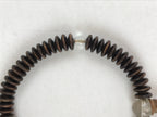 Japanese Buddhist Prayer Juzu Bracelet Vtg Rosary Flat Beads Dark Brown JZ128