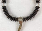 Japanese Buddhist Prayer Juzu Bracelet Vtg Rosary Flat Beads Dark Brown JZ128