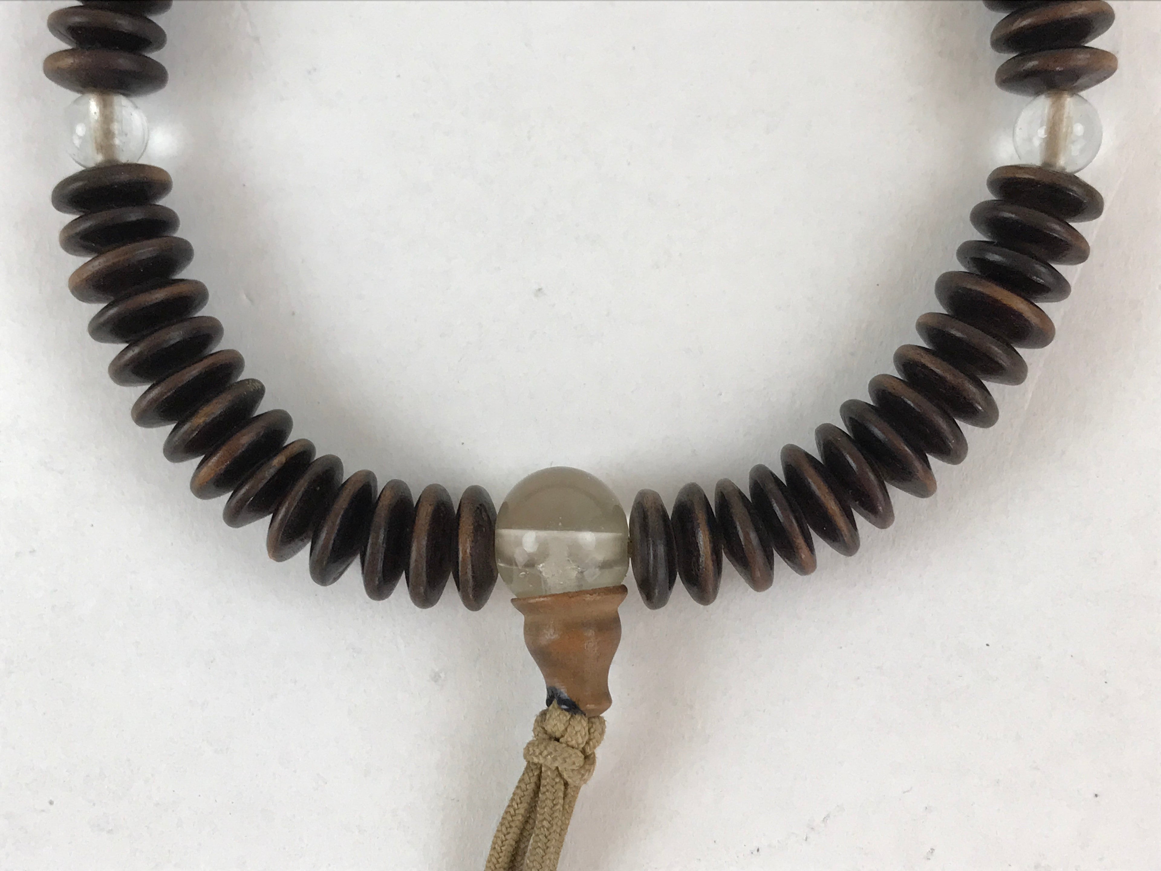 Japanese Buddhist Prayer Juzu Bracelet Vtg Rosary Flat Beads Dark Brown JZ128