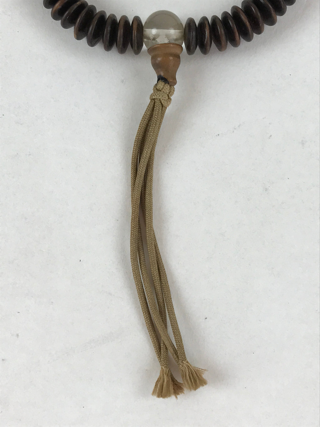Japanese Buddhist Prayer Juzu Bracelet Vtg Rosary Flat Beads Dark Brown JZ128