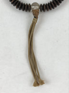 Japanese Buddhist Prayer Juzu Bracelet Vtg Rosary Flat Beads Dark Brown JZ128