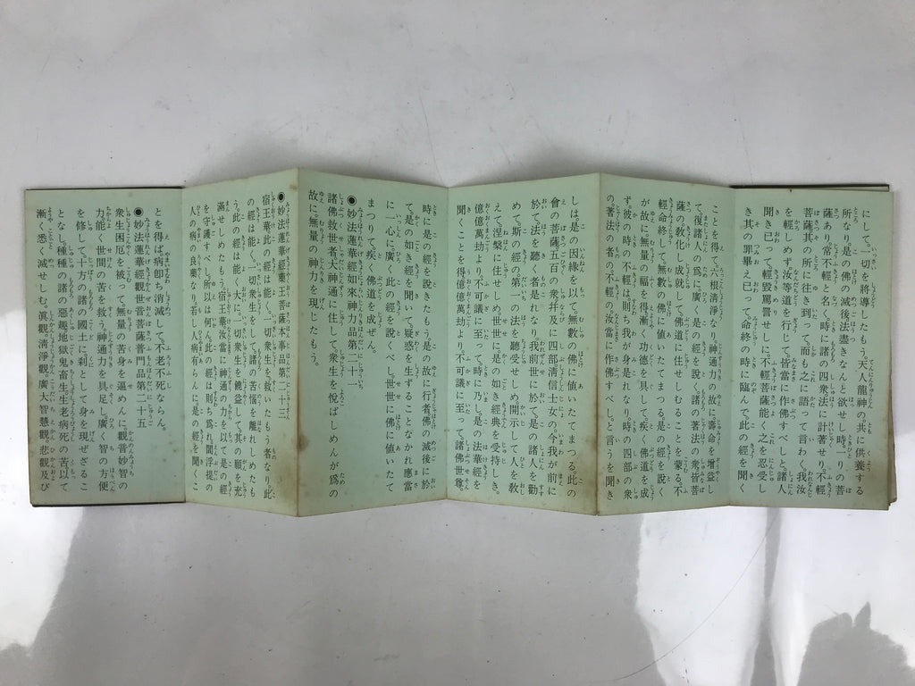 Japanese Buddhist Sutra Accordion Book Vtg Namu Myoho Renge Lotus Sutra BA685