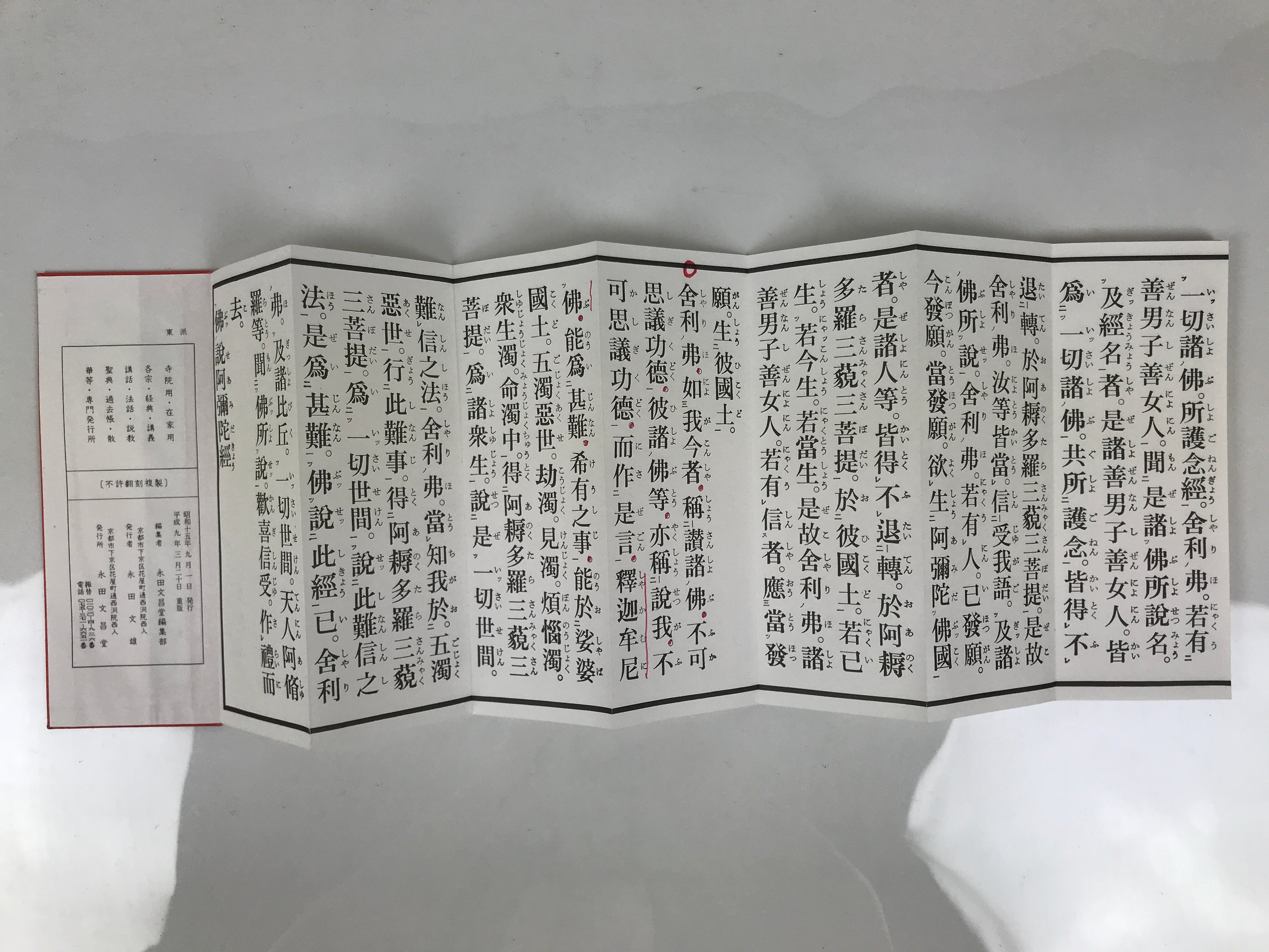Japanese Buddhist Sutra Book Vtg Amitabha Amidakyo C1990 Red Paper BA824