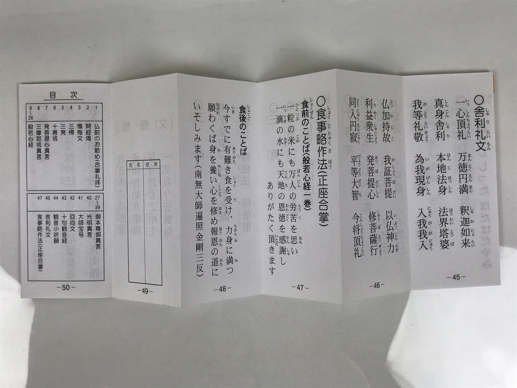 Japanese Buddhist Sutra Book Vtg Butsuzen Gongyo Shidai Blue Floral Paper BA826