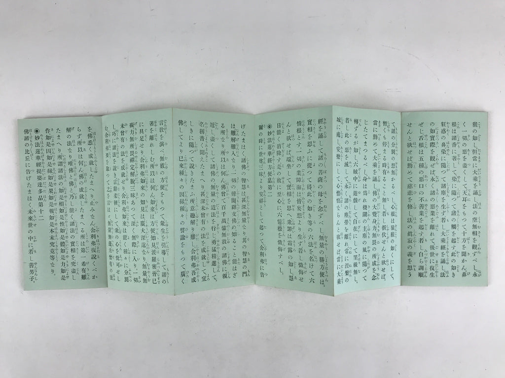 Japanese Buddhist Sutra Prayer Book Paper Vtg Namumyou Hourengekyo Green BA79