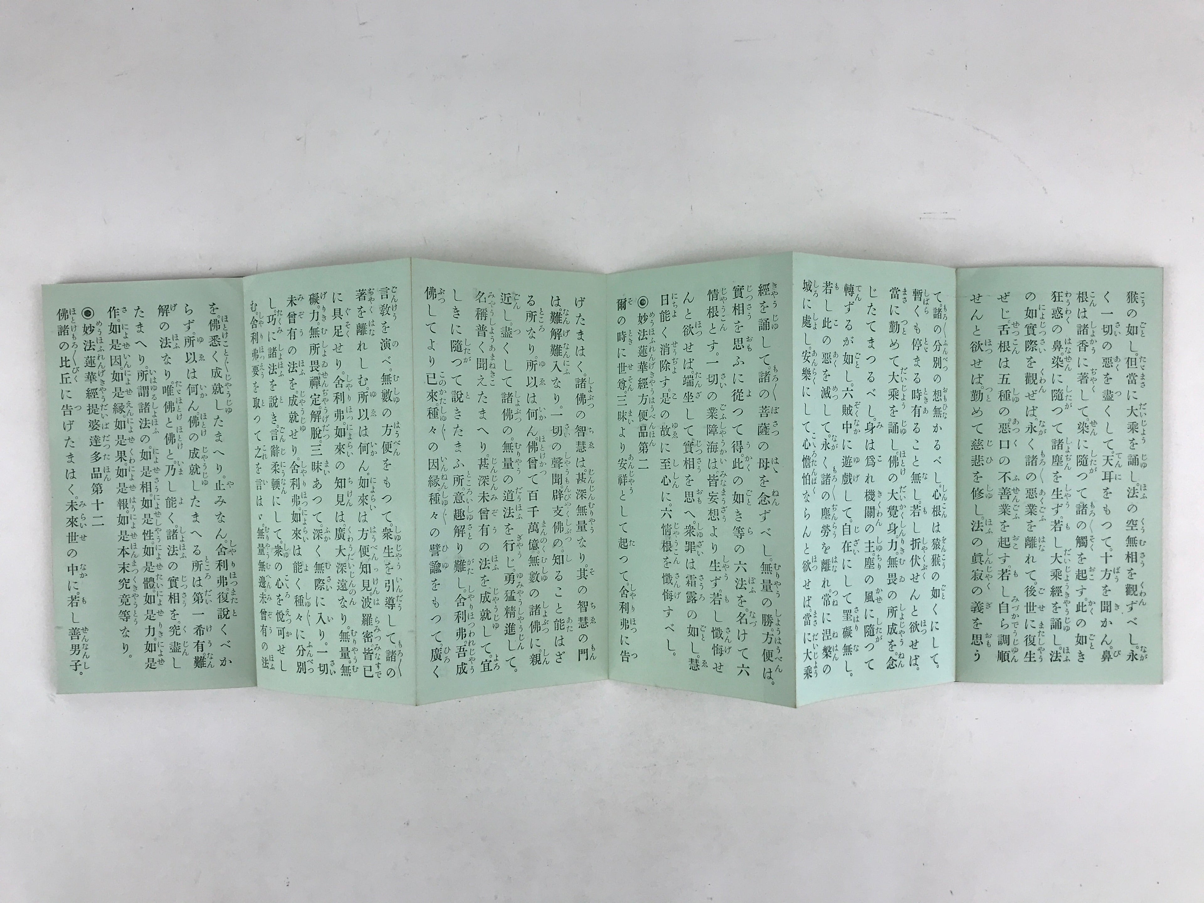 Japanese Buddhist Sutra Prayer Book Paper Vtg Namumyou Hourengekyo Green BA79
