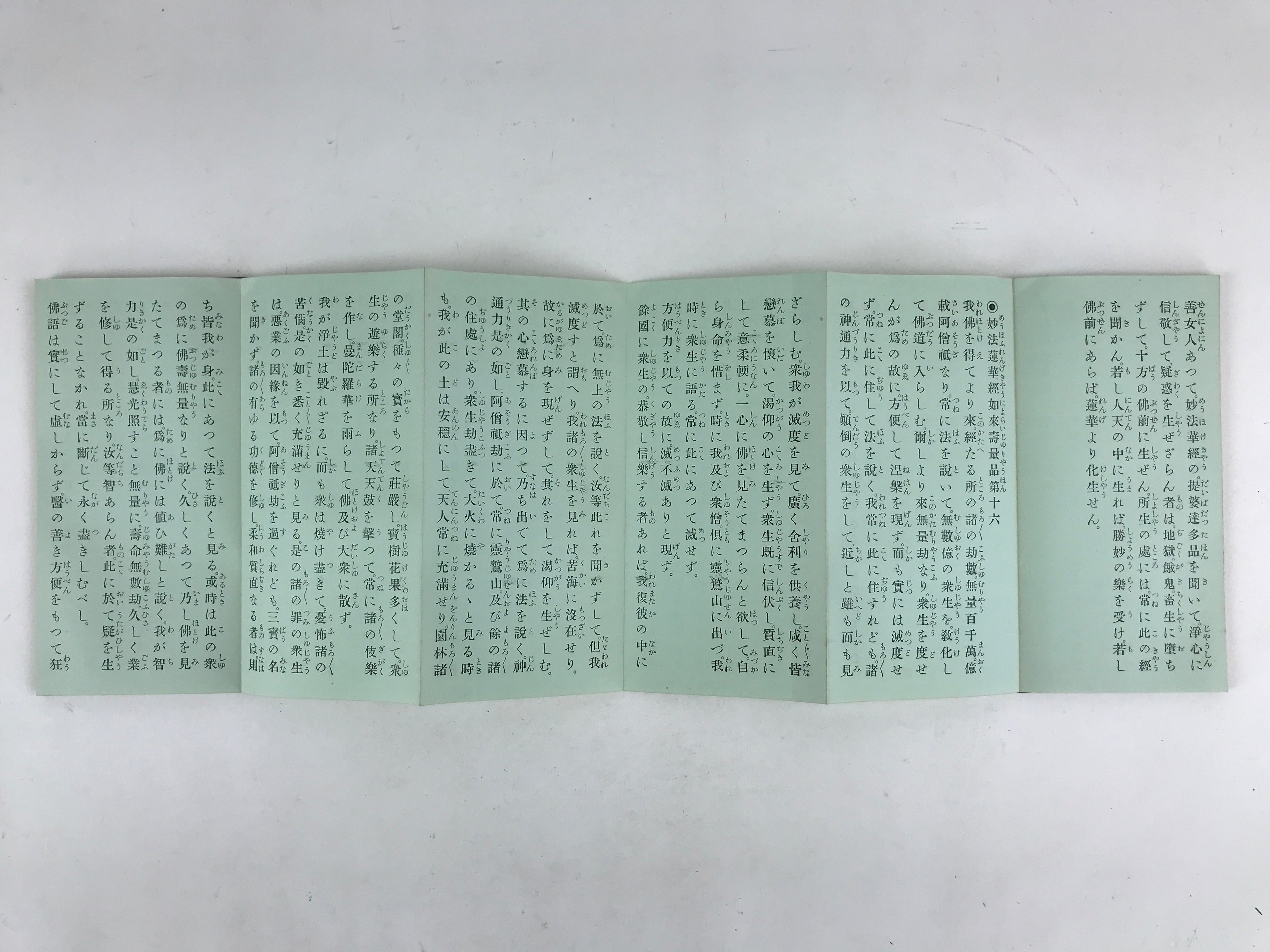 Japanese Buddhist Sutra Prayer Book Paper Vtg Namumyou Hourengekyo Green BA79