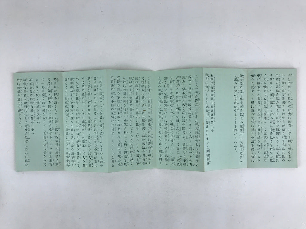 Japanese Buddhist Sutra Prayer Book Paper Vtg Namumyou Hourengekyo Green BA79