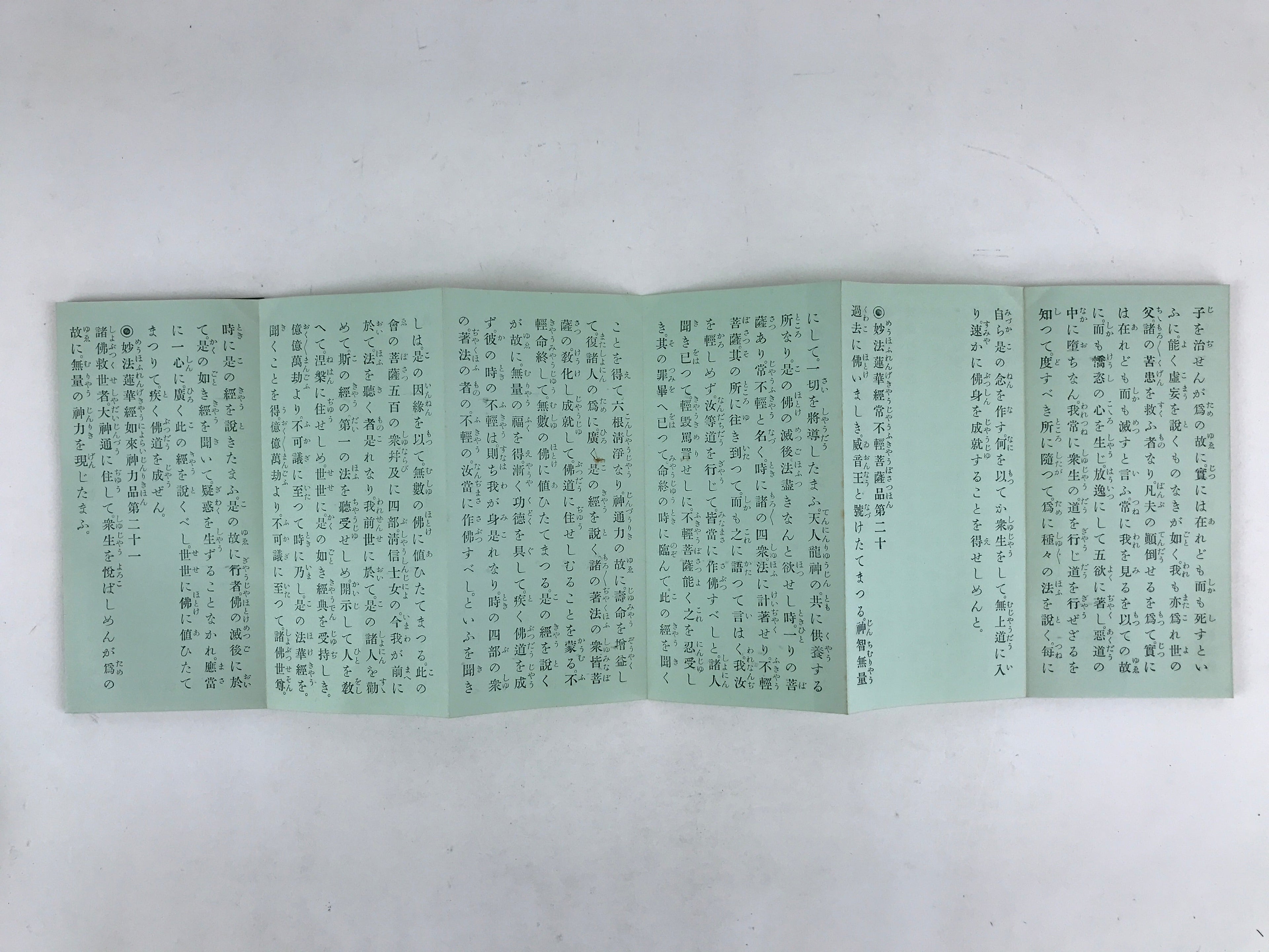 Japanese Buddhist Sutra Prayer Book Paper Vtg Namumyou Hourengekyo Green BA79