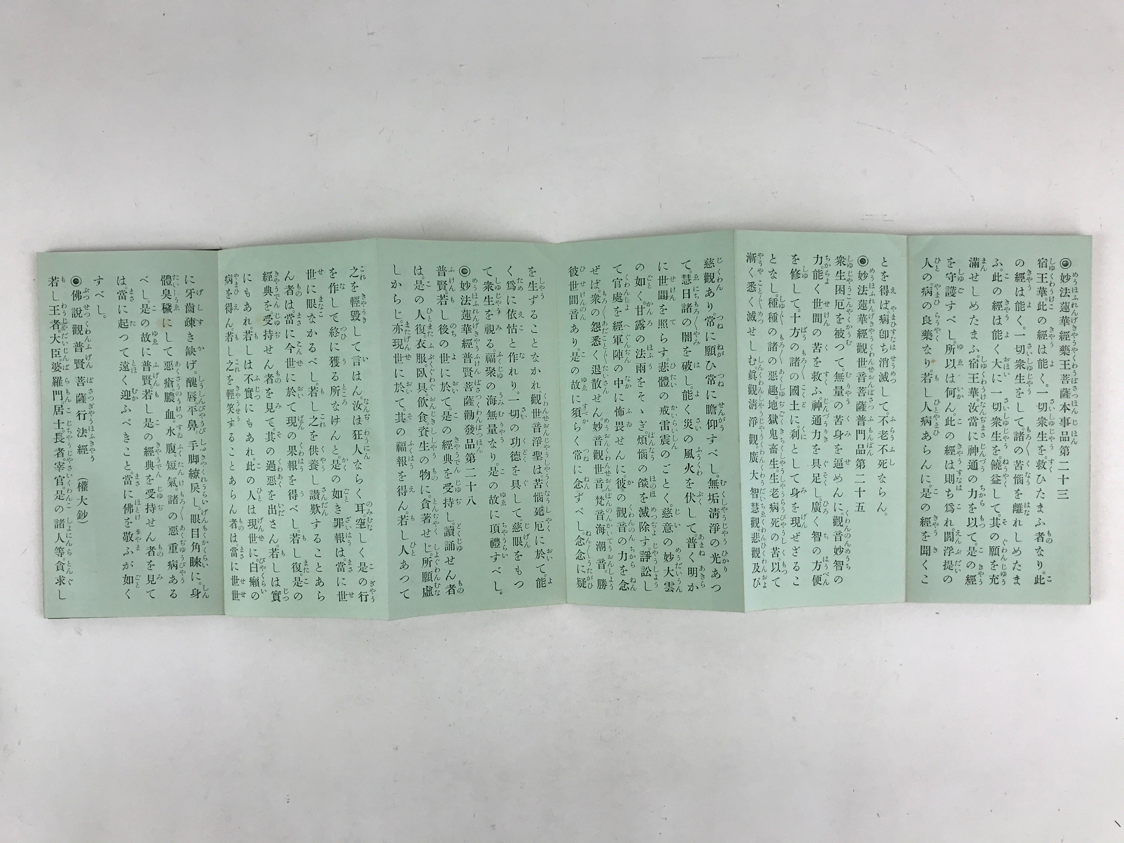 Japanese Buddhist Sutra Prayer Book Paper Vtg Namumyou Hourengekyo Green BA79