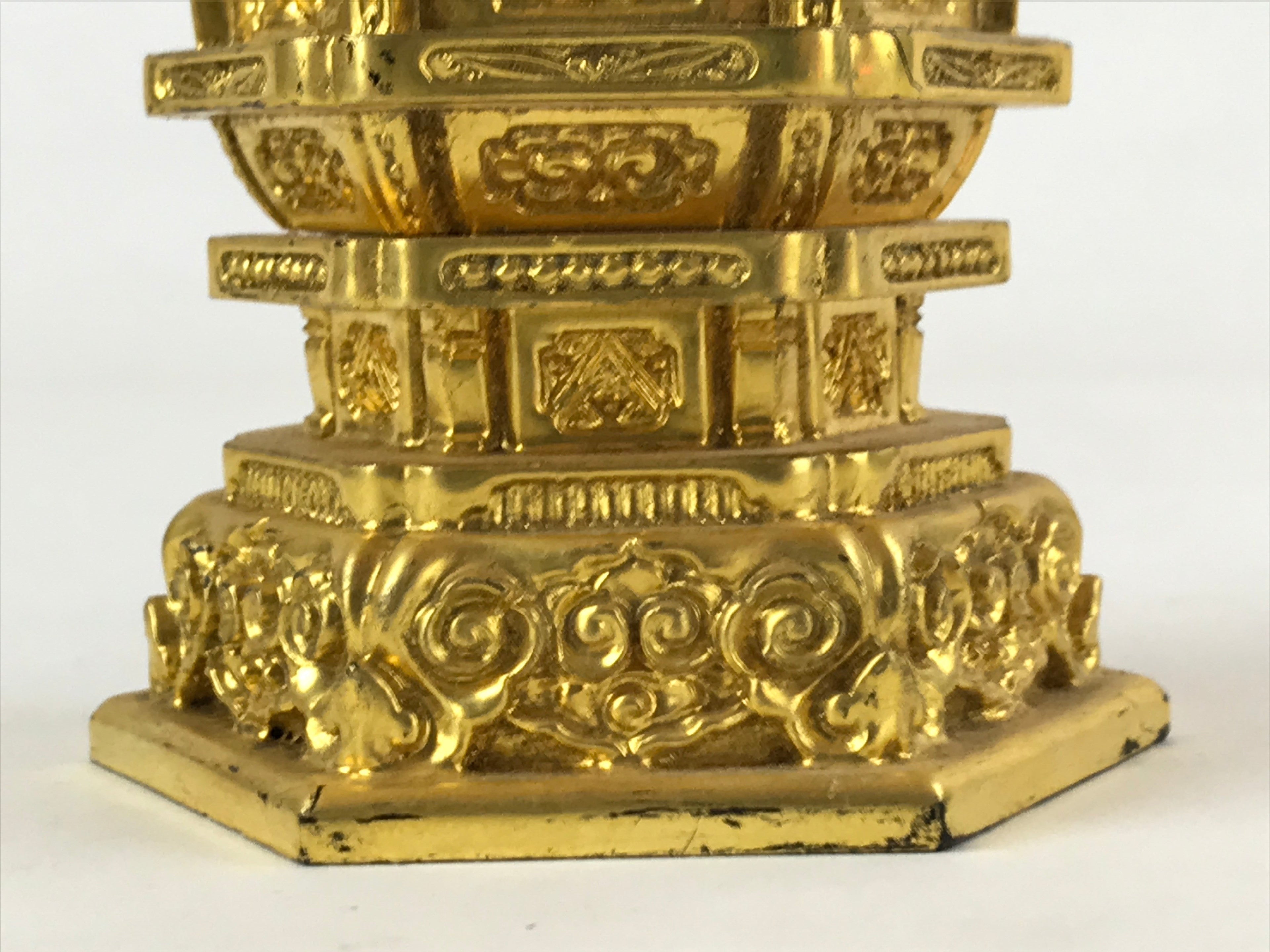 Japanese Buddhist Wood Statue Shaka Nyorai Vtg Altar Fiting Gold Lacquer BA170