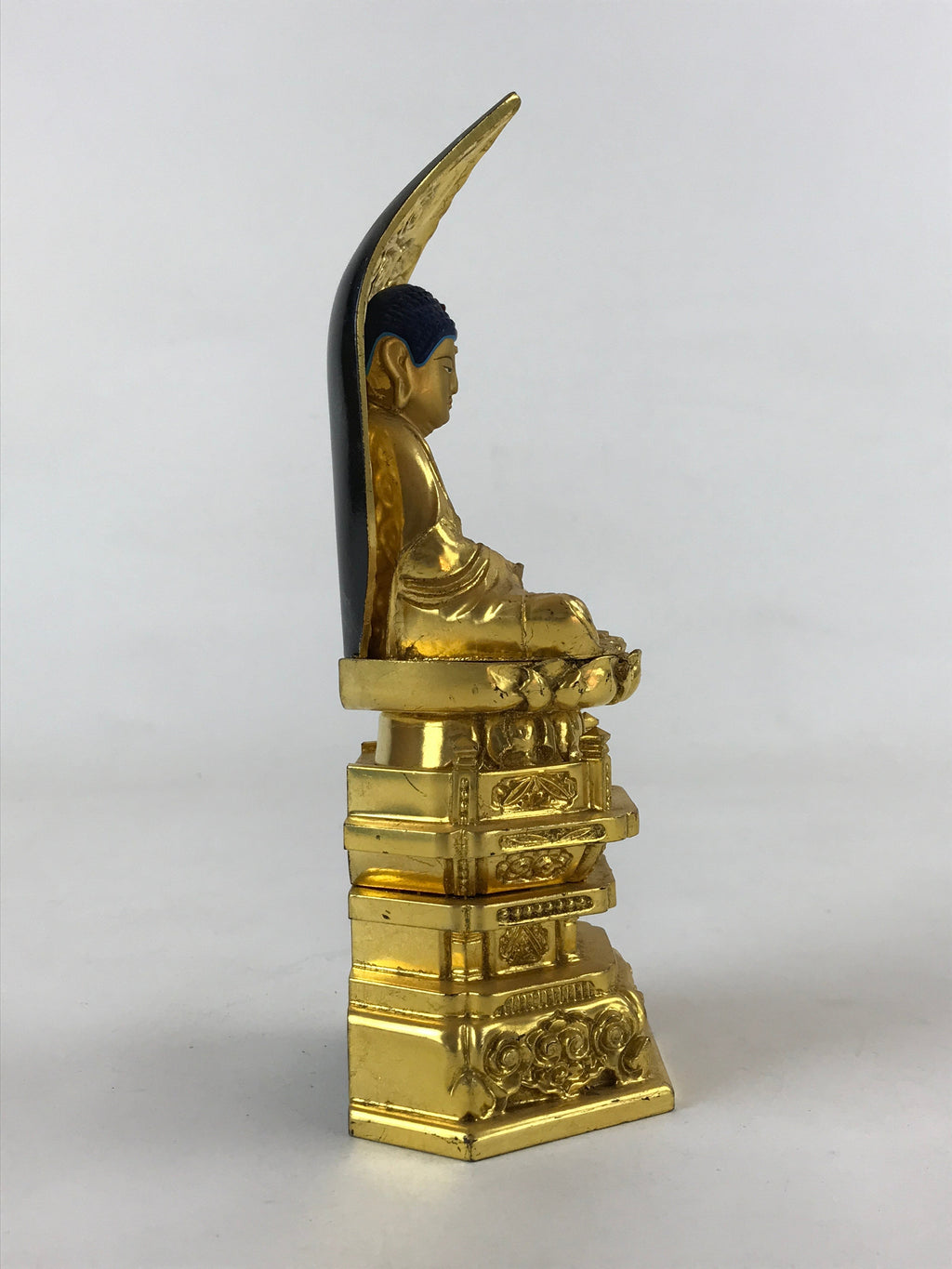 Japanese Buddhist Wood Statue Shaka Nyorai Vtg Altar Fiting Gold Lacquer BA170