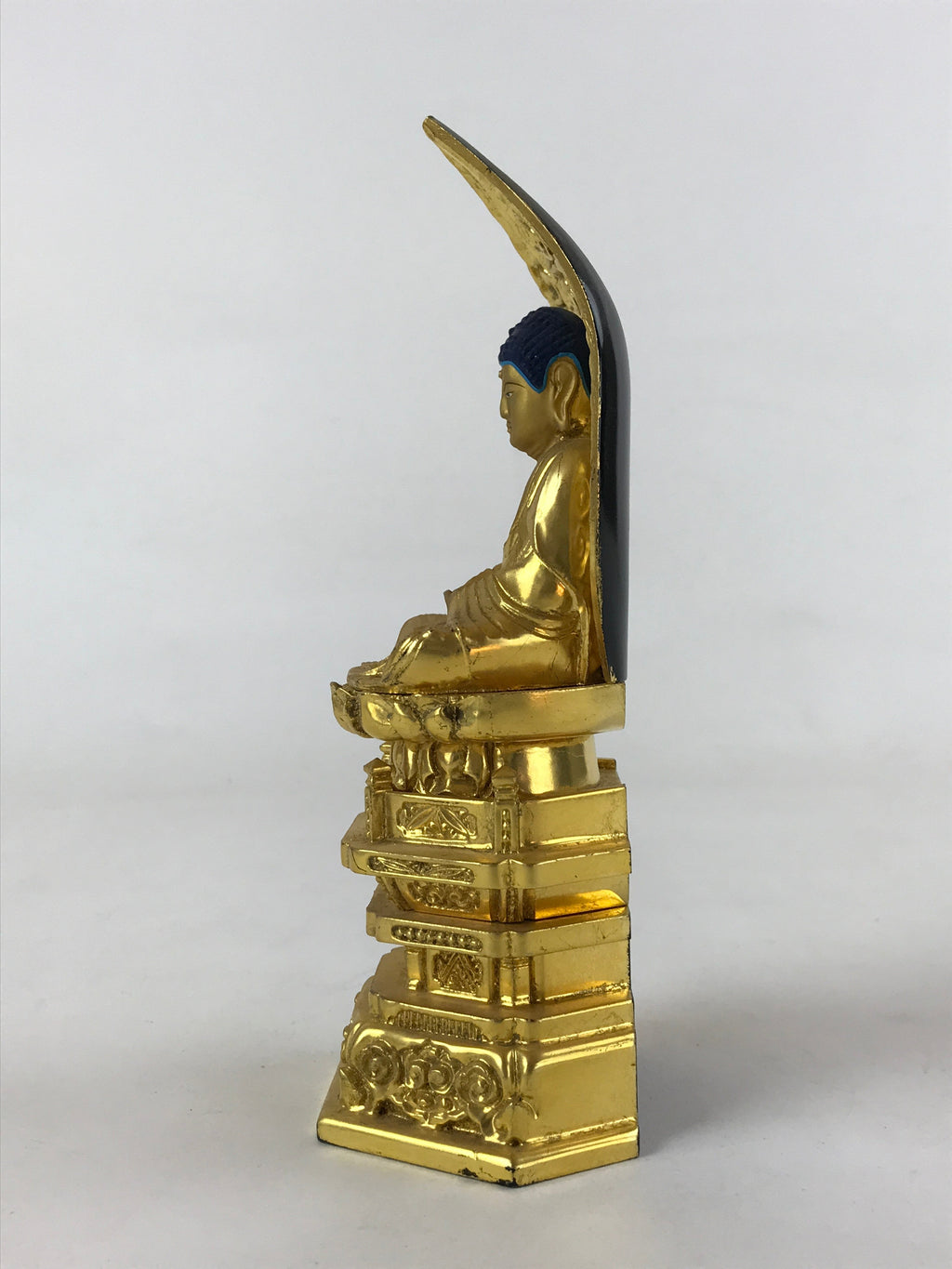 Japanese Buddhist Wood Statue Shaka Nyorai Vtg Altar Fiting Gold Lacquer BA170