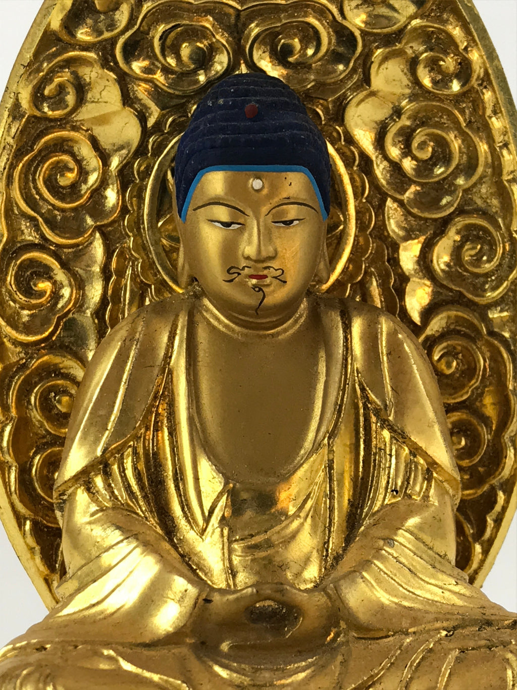 Japanese Buddhist Wood Statue Shaka Nyorai Vtg Altar Fiting Gold Lacquer BA170