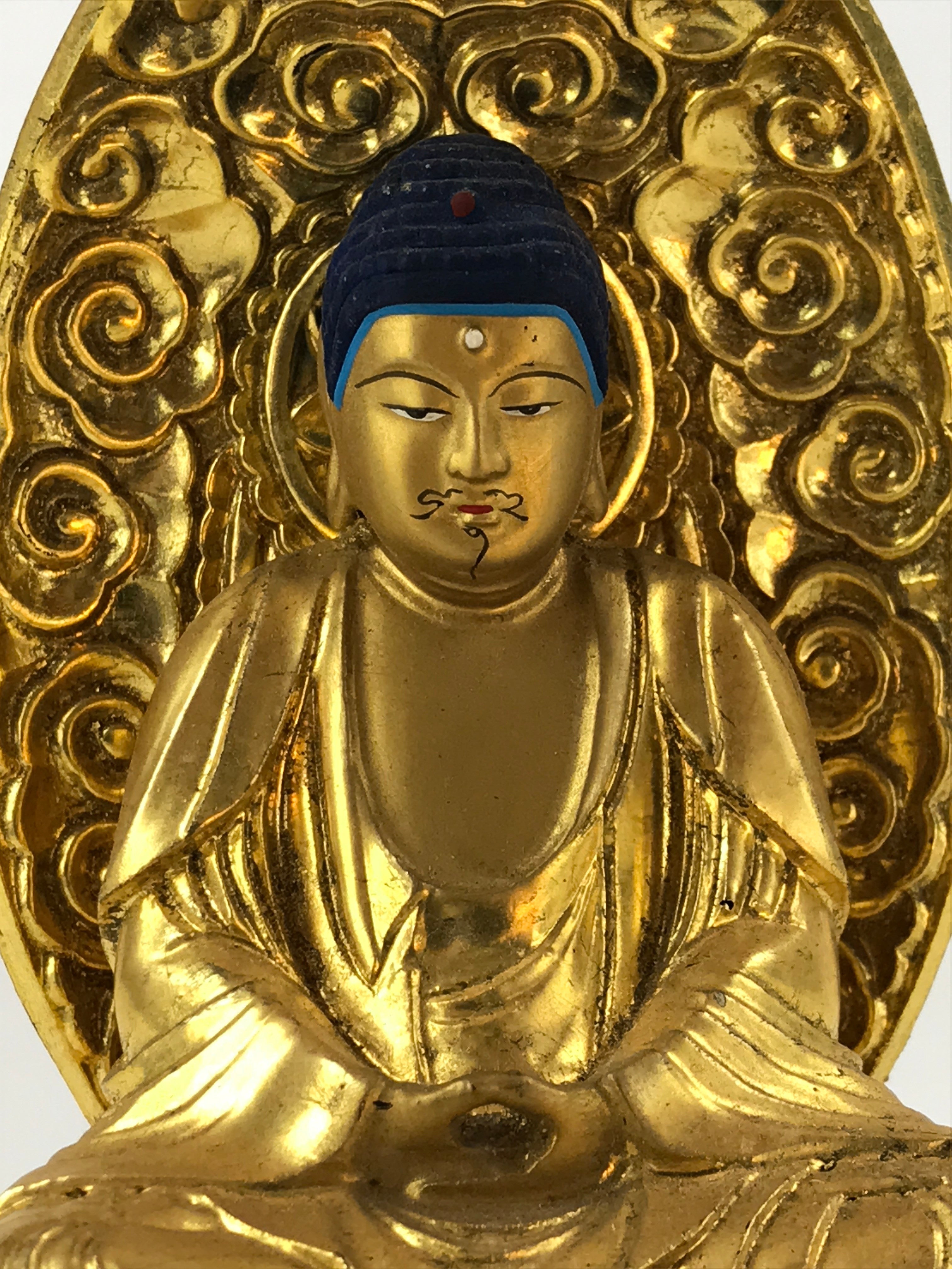 Japanese Buddhist Wood Statue Shaka Nyorai Vtg Altar Fiting Gold Lacquer BA170