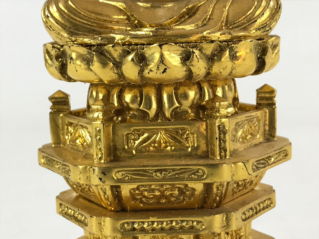 Japanese Buddhist Wood Statue Shaka Nyorai Vtg Altar Fiting Gold Lacquer BA170