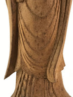 Japanese Buddhist Wooden Carved Kannon Bosatsu Statue Vtg Flask Right Hand BD915