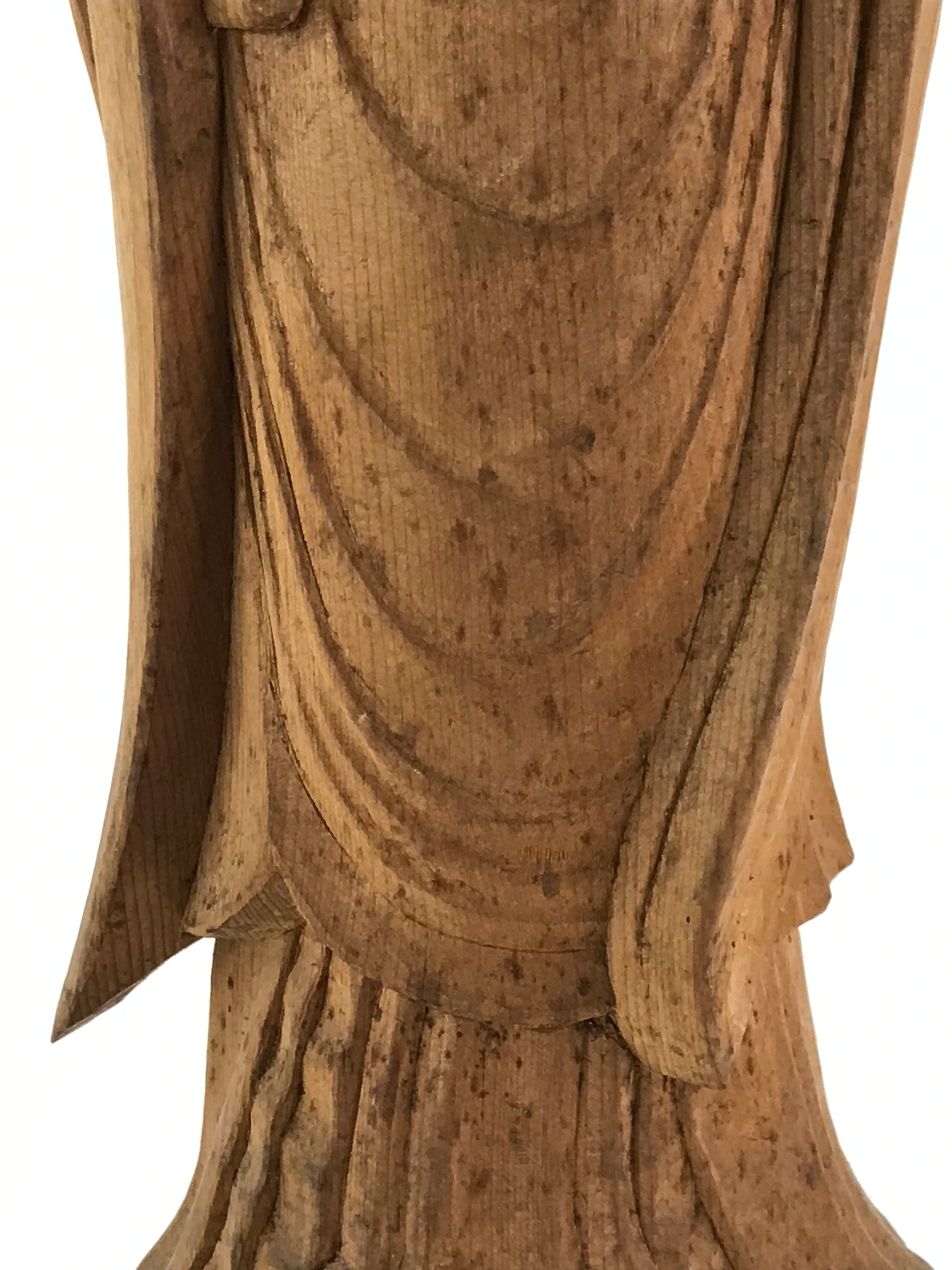 Japanese Buddhist Wooden Carved Kannon Bosatsu Statue Vtg Flask Right Hand BD915