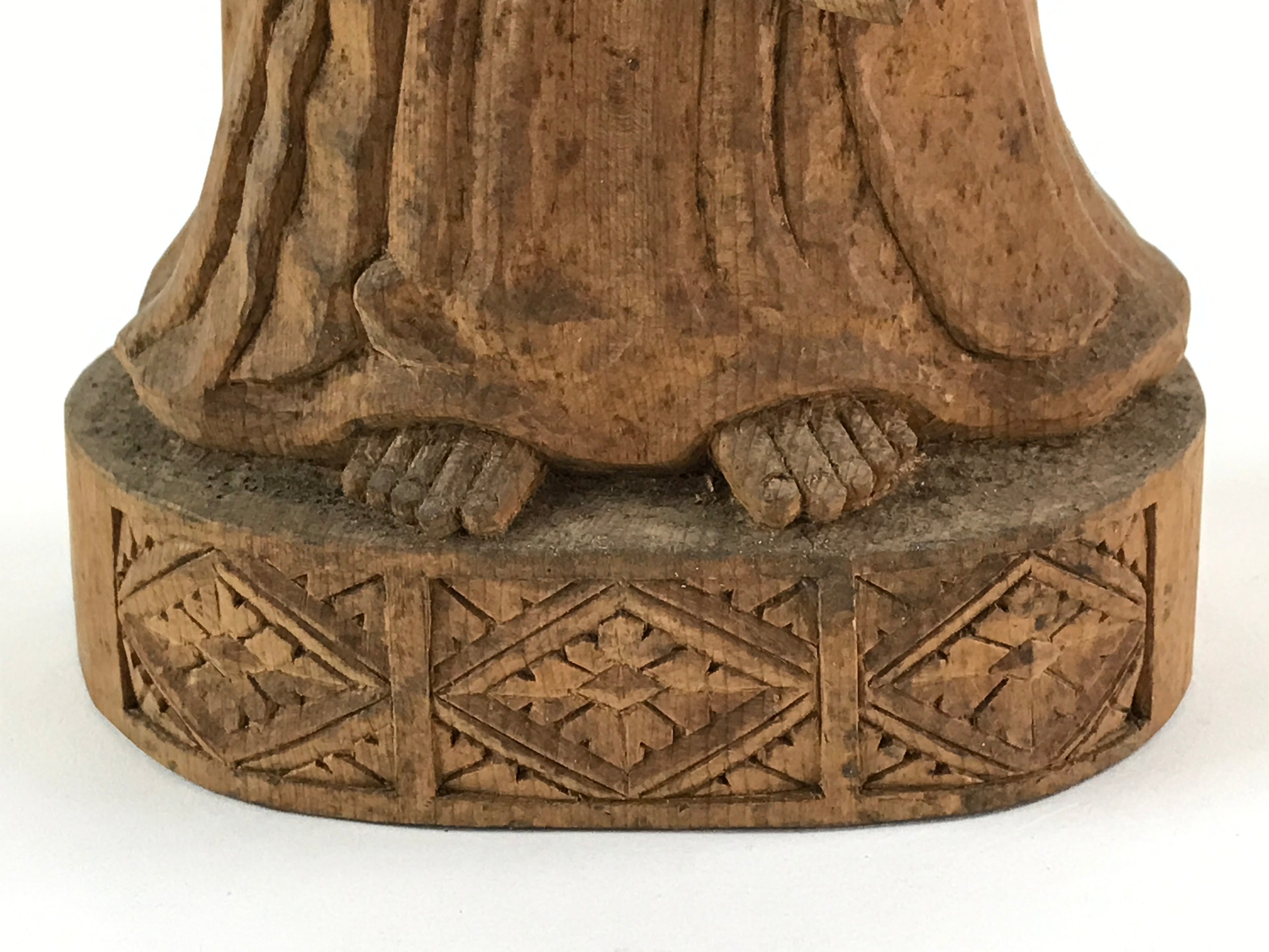 Japanese Buddhist Wooden Carved Kannon Bosatsu Statue Vtg Flask Right Hand BD915