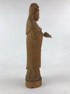 Japanese Buddhist Wooden Carved Kannon Bosatsu Statue Vtg Flask Right Hand BD915