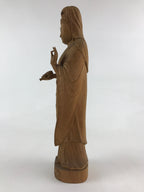 Japanese Buddhist Wooden Carved Kannon Bosatsu Statue Vtg Flask Right Hand BD915