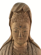Japanese Buddhist Wooden Carved Kannon Bosatsu Statue Vtg Flask Right Hand BD915