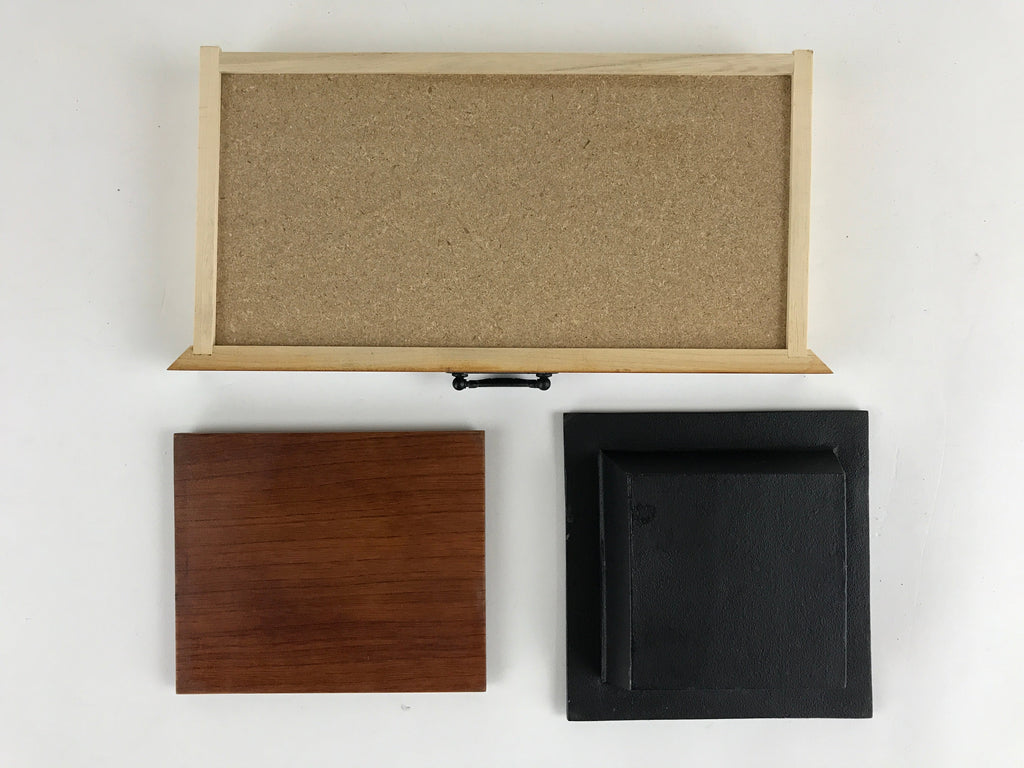 Japanese Buddhist Wooden Incense Storage Box Burner Vtg Koro Iron Ashtray T348