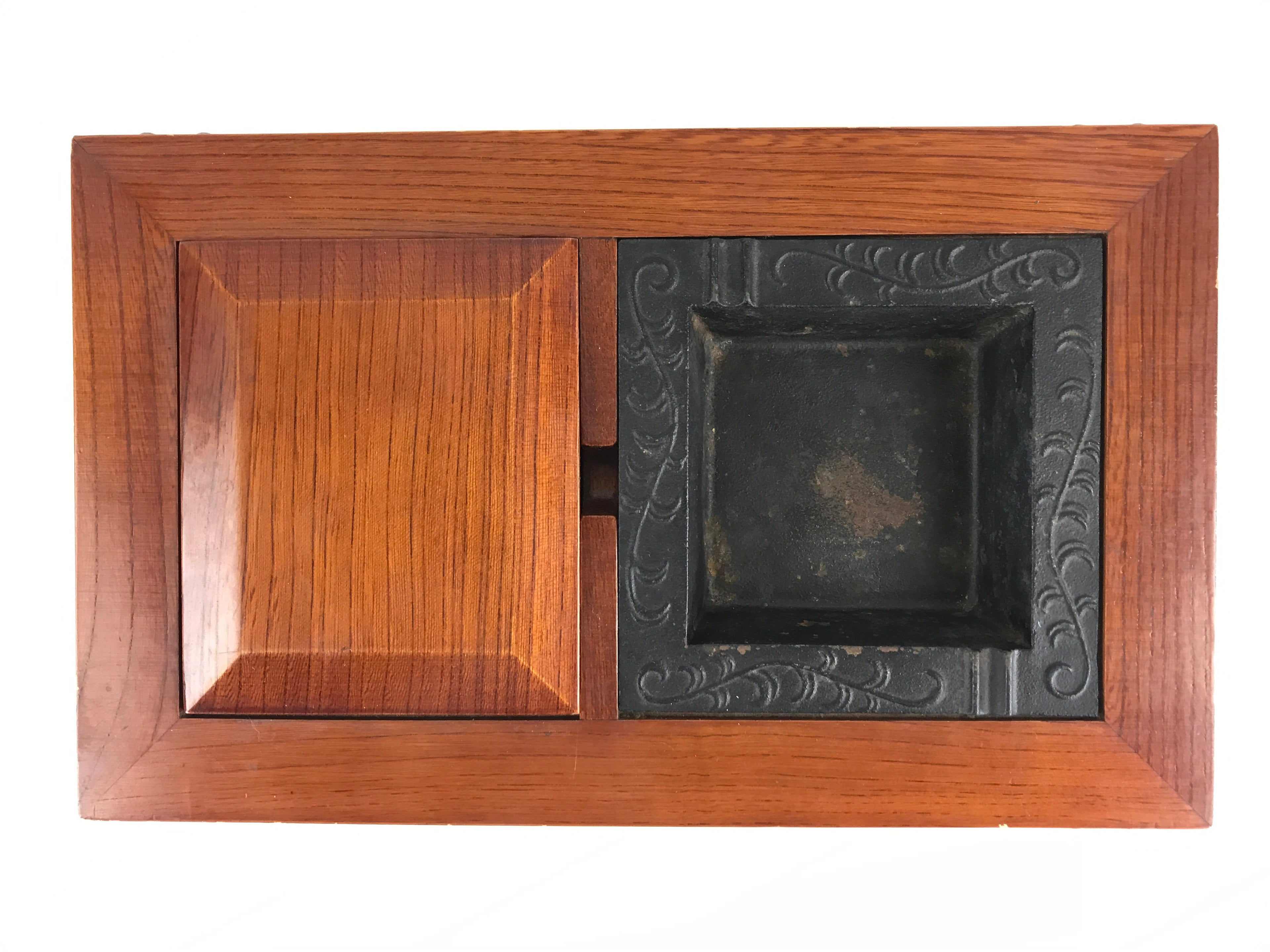 Japanese Buddhist Wooden Incense Storage Box Burner Vtg Koro Iron Ashtray T348